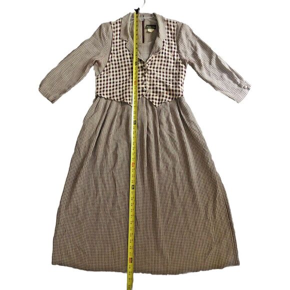 Stuart Allen Gingham Dress Womens Sz 8 VTG 70s USA Midi Vest Cottagecore Pockets - Picture 11 of 15